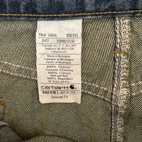 Carhartt Relaxed Fit Jeans Straight Leg Denim Pants B460 DVB Men's Sz 40x32 NWT - Picture 3 of 7